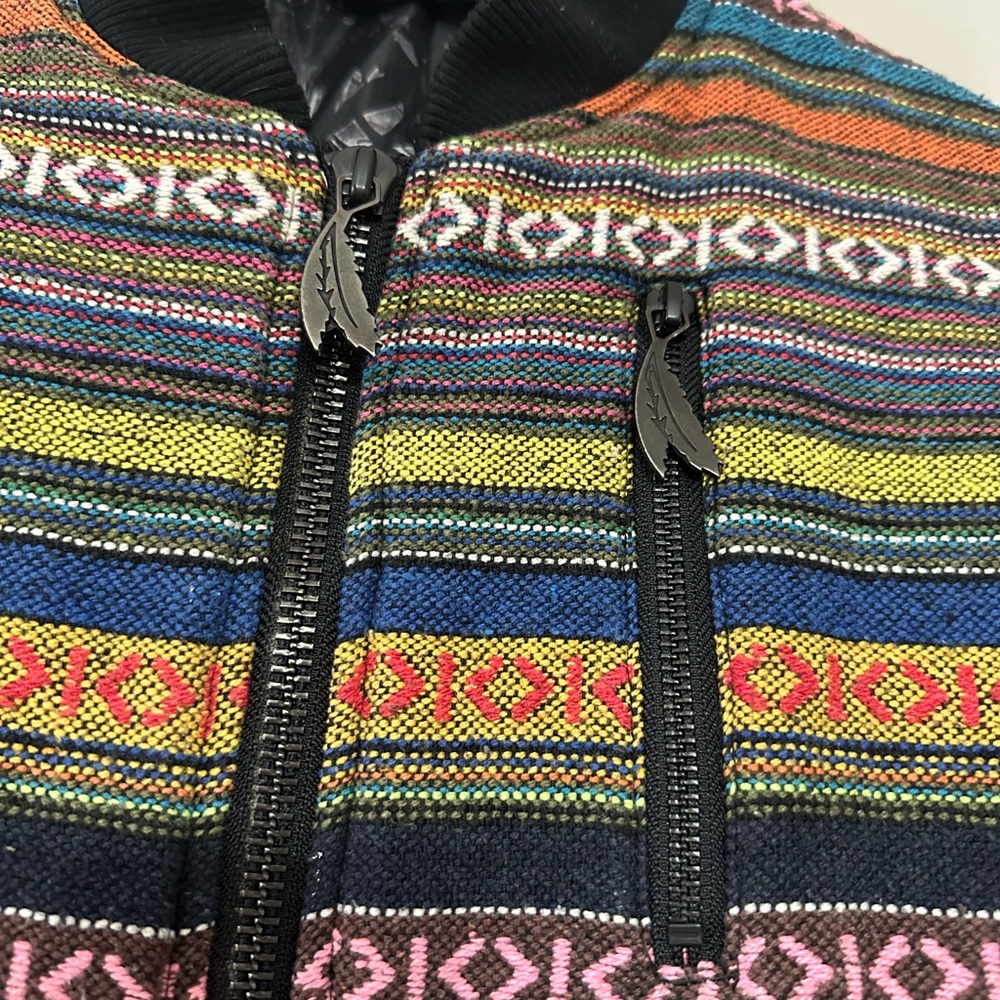 RARE Black Scale Mens Multicolor Knit Full Zip Streetwear Designer Jacket - Picture 3 of 7